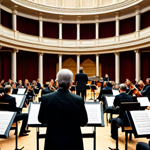 Home 8 **
A grand concert hall filled with musicians performing classical music. Focus on a string quartet playing passionately, with the conductor leading the orchestra. Elegant attire, professional setting, safe for work, perfect anatomy, natural proportions, high quality lighting, appropriate content, fully clothed, family-friendly.
**
