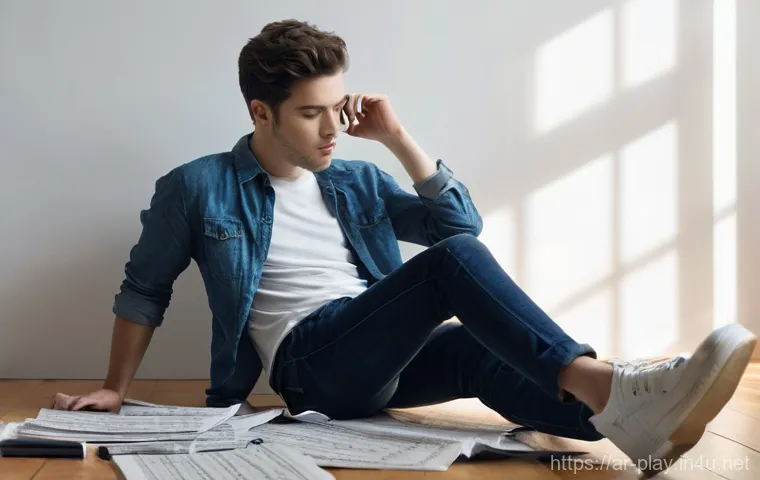 연주가 실기 시험 준비 중 피해야 할 실수 - **Prompt 1: The Frustrated Musician's Practice**
    "A young adult, either male or female, around 2...